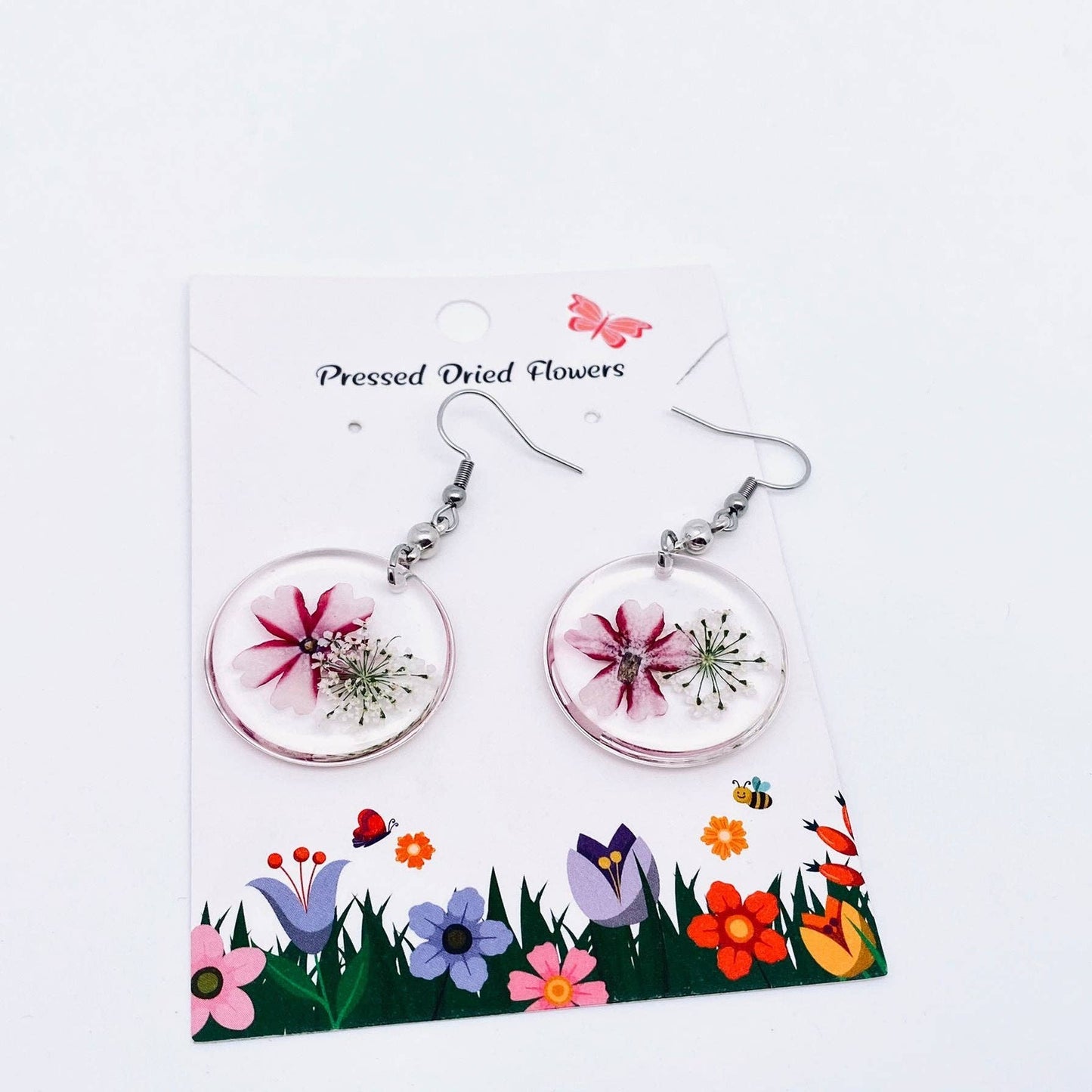 Verbena & Queen Anne's Lace Floral Borderless Charm Earrings