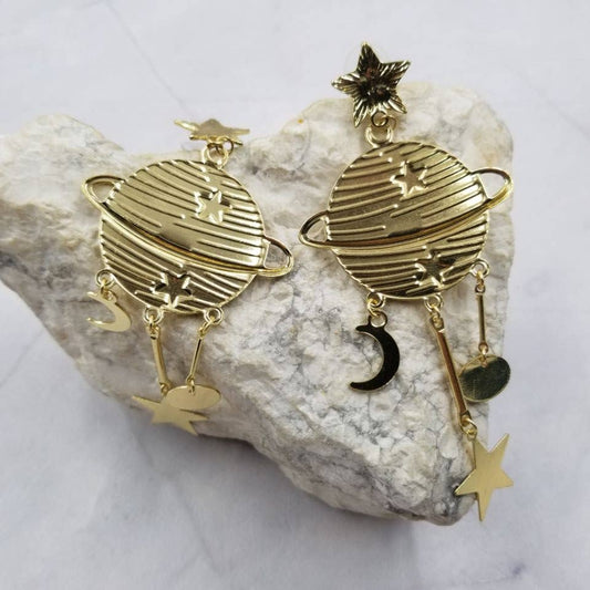 Star Moon Celestial Planet Earrings