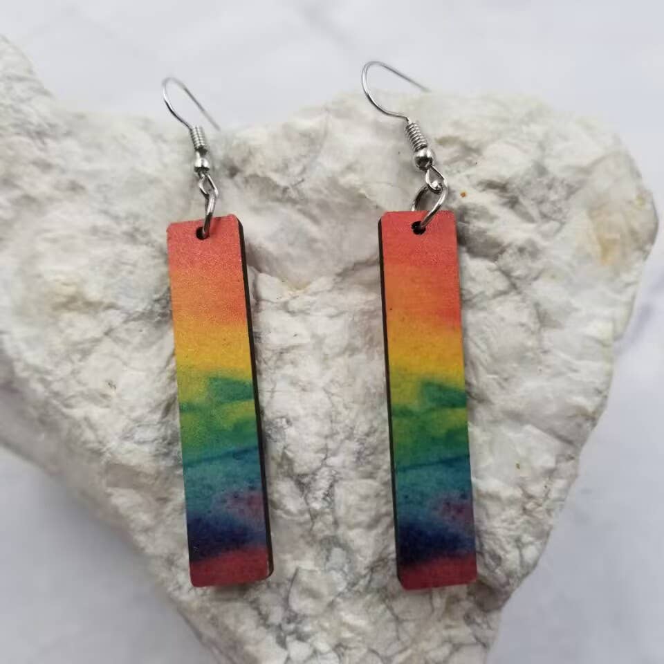 Summer Sunset Bar Wood Earrings