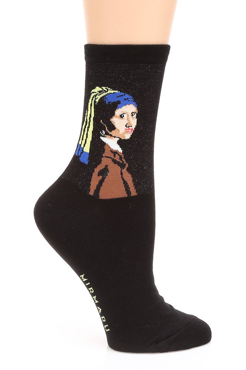 Women's Painting Cotton Blend Crew Socks.
