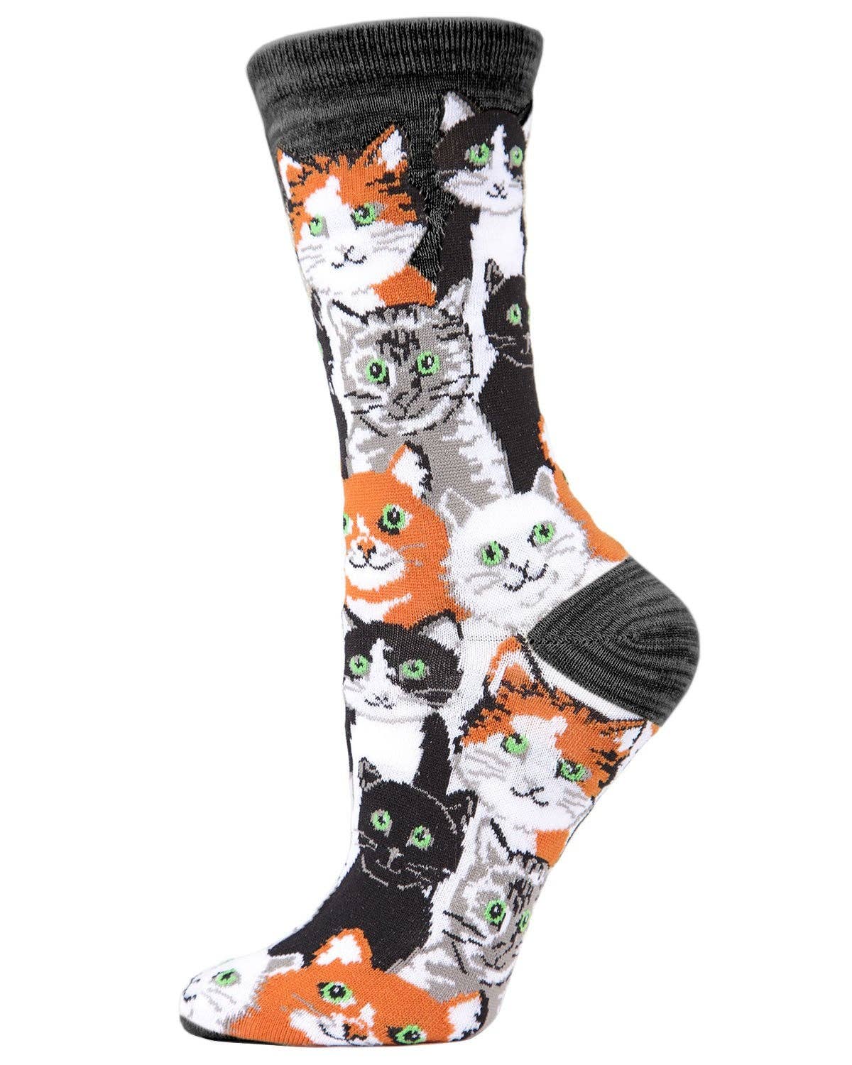 MeMoi Multi Cat Bamboo Blend Crew Socks