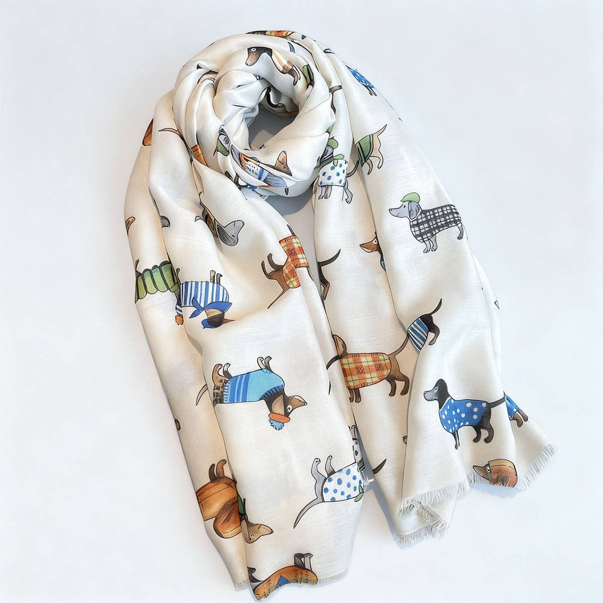 Dog print cotton/linen scarf