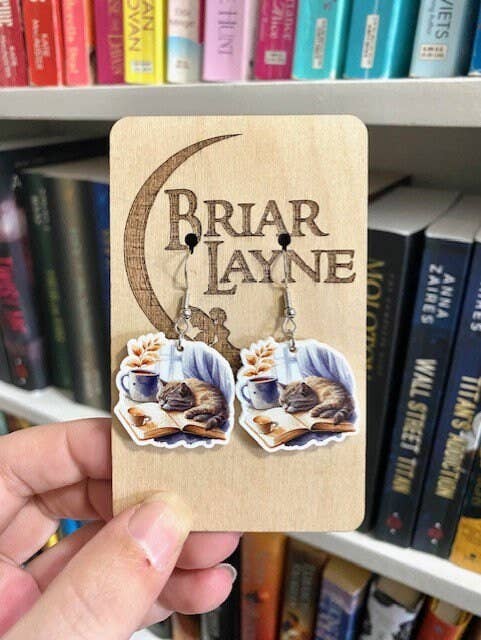Books and Cats Themed Booklover Earrings