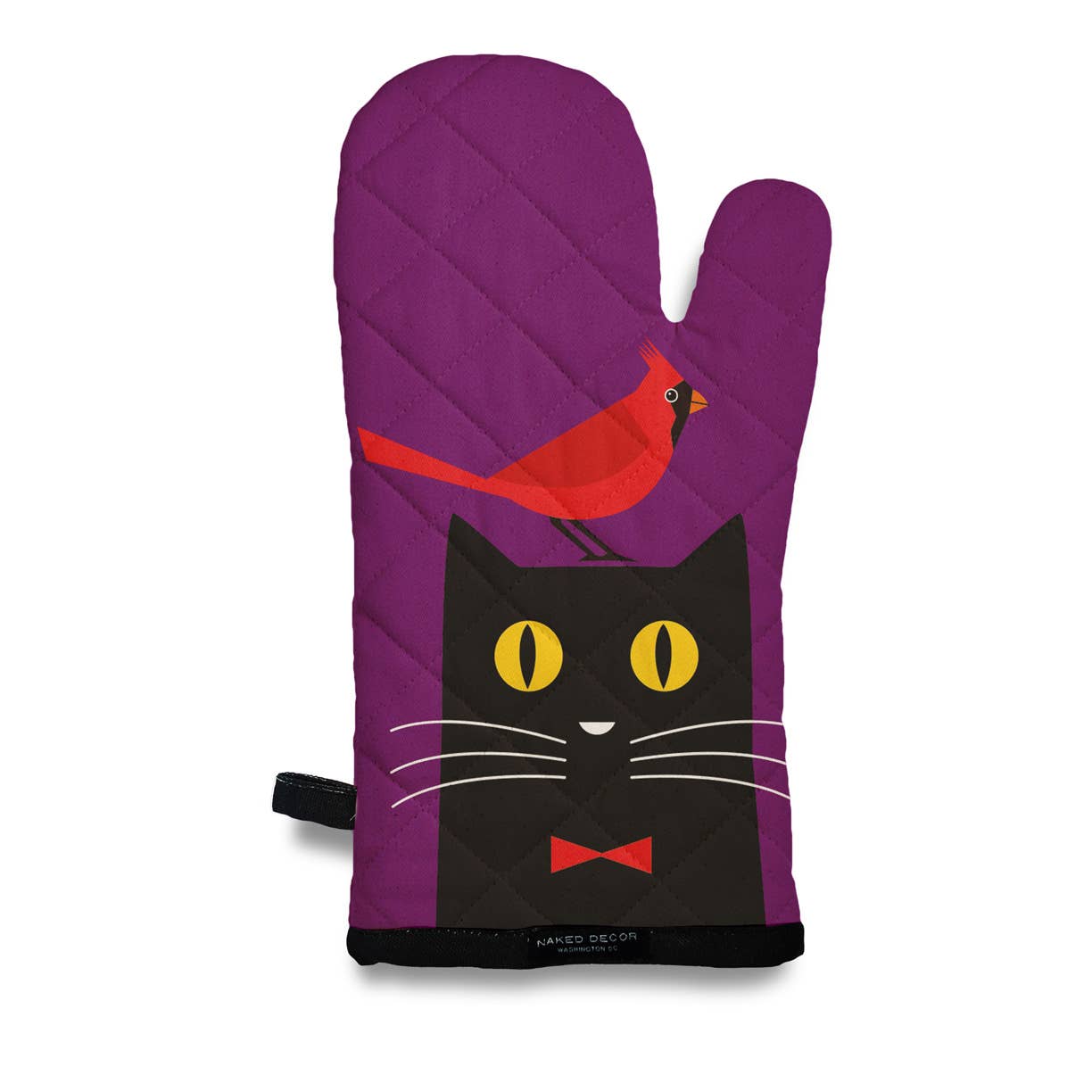 Red Bird on Cat Cat Oven Mitt