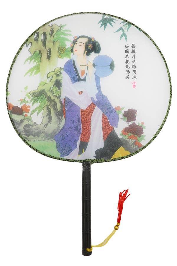 Geisha rim Novelty Hand Held Paddle Fan