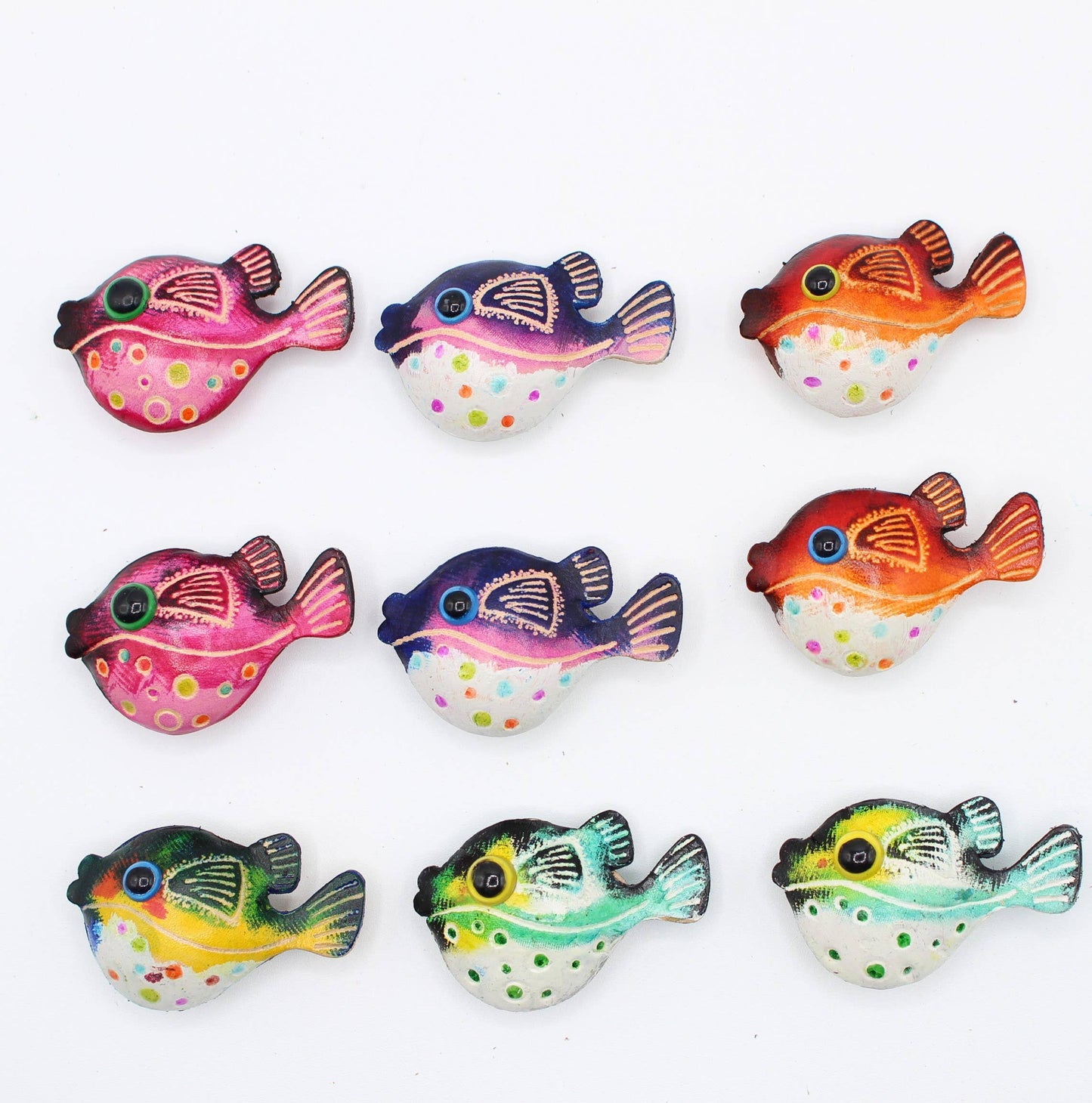 Handmade leather assorted magnet tropical fish