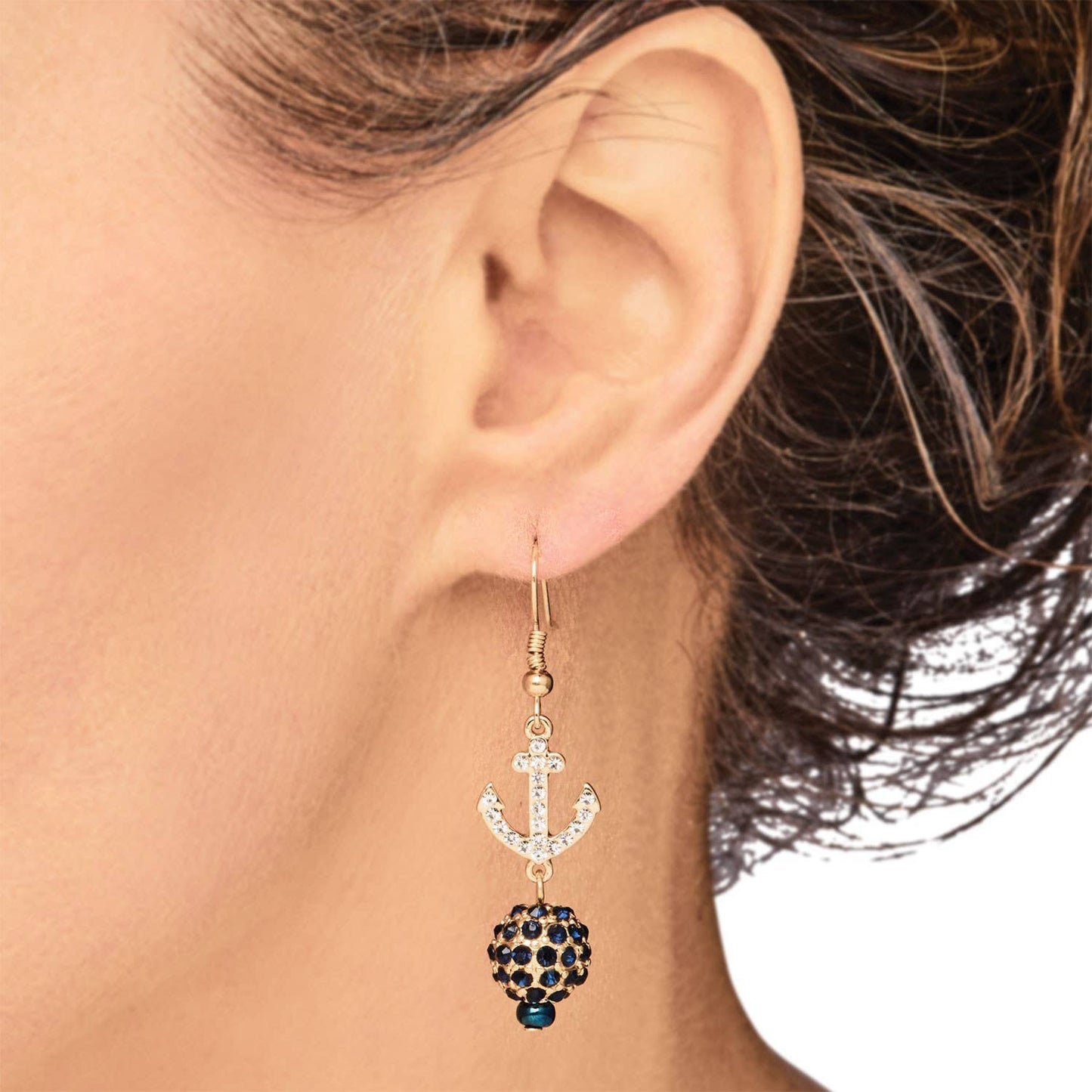 Anchor Dazzle Gold Drop Earrings