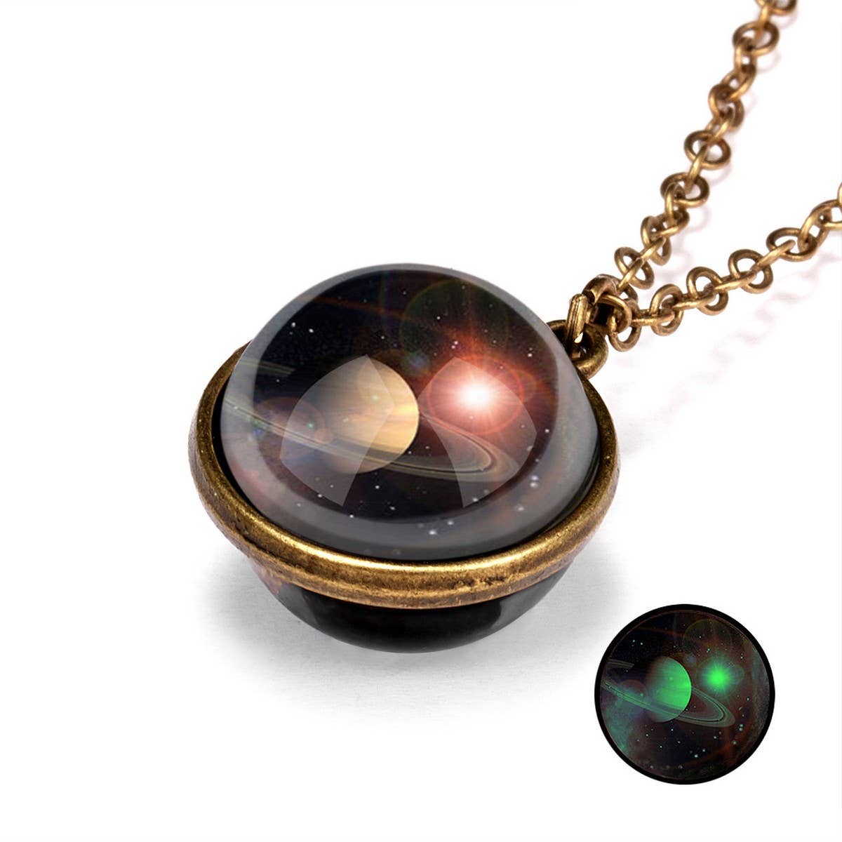 Double sided universe starry night necklace