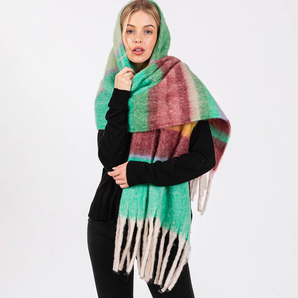 Brushed Multi Color Stripe Scarf
