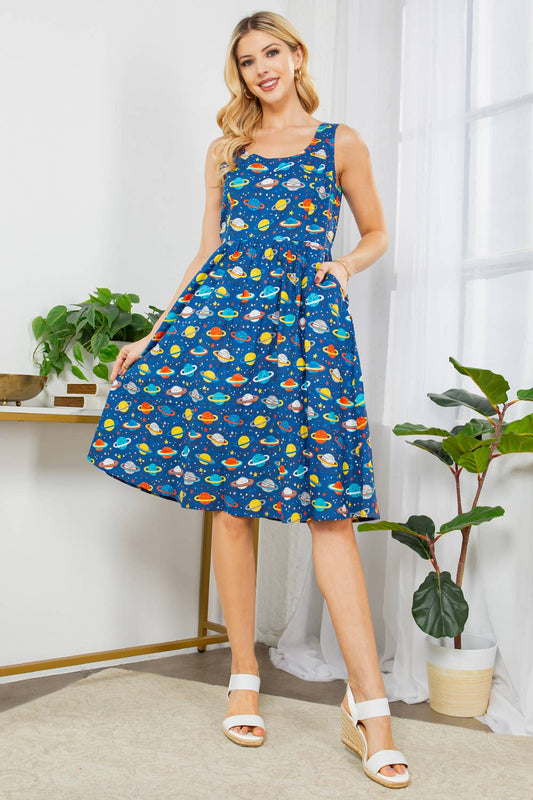 Solar System vintage style Cotton Dress