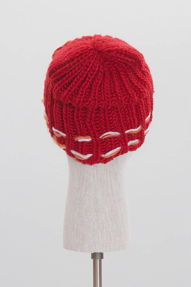 Flowers Knit Beanie Hat and Scarf Set