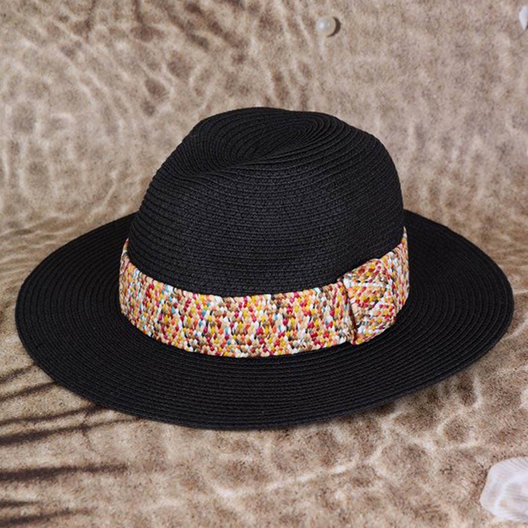 Multi color straw band hat