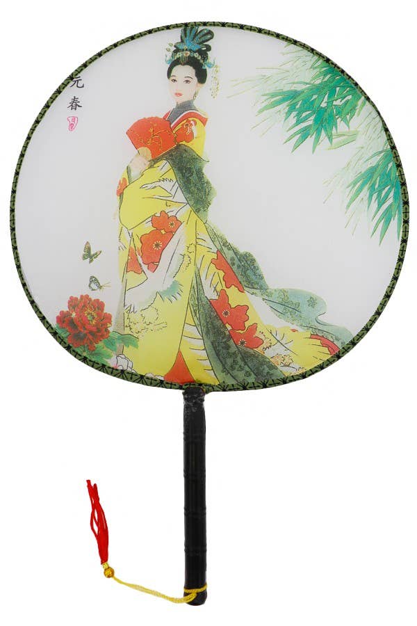 Geisha rim Novelty Hand Held Paddle Fan