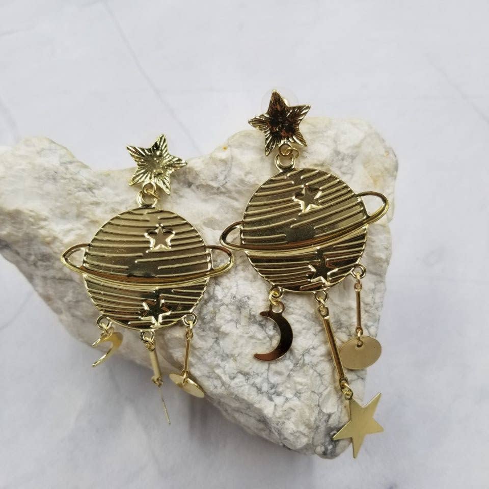 Star Moon Celestial Planet Earrings