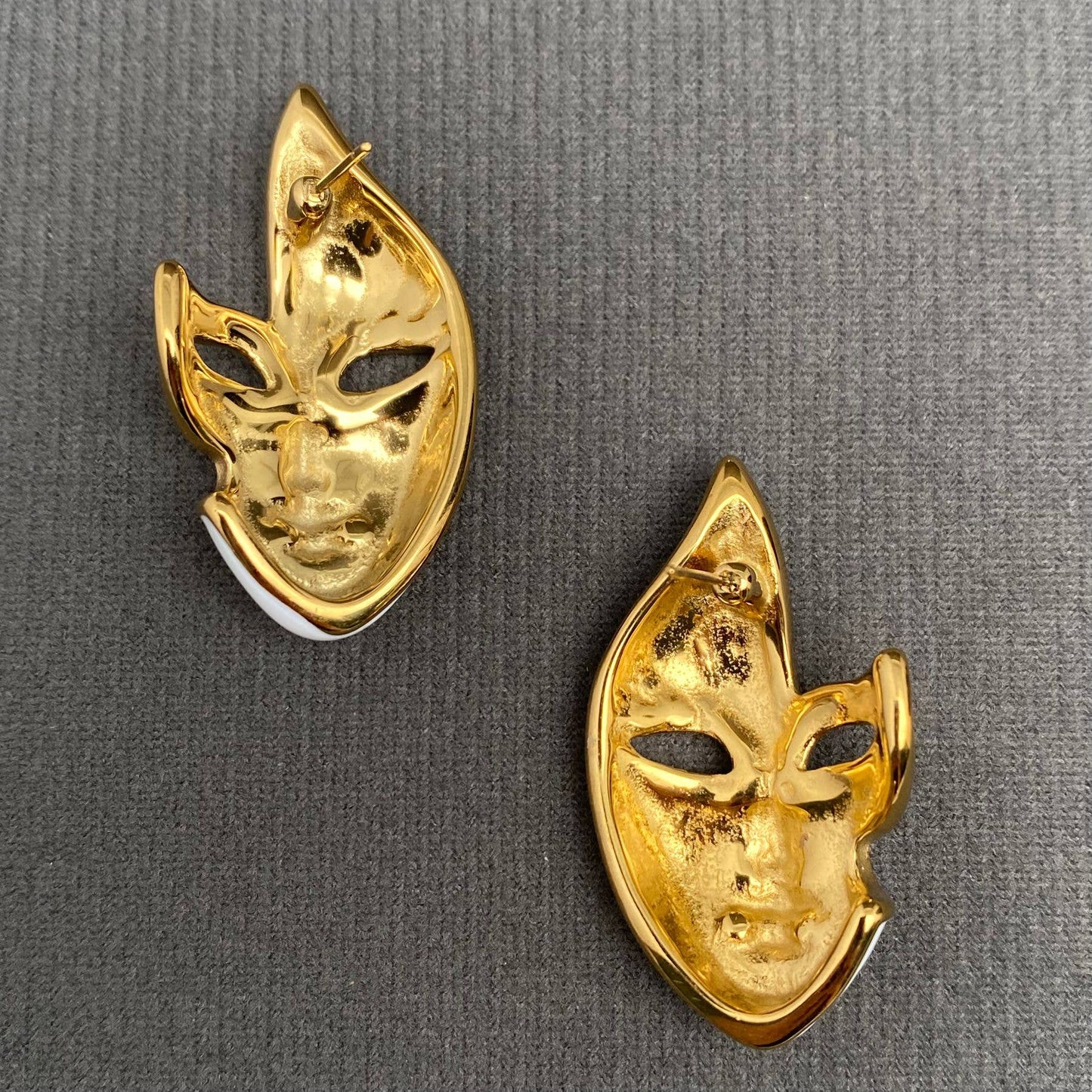 Enamel Mask 18K Gold Plated  Stud Earrings