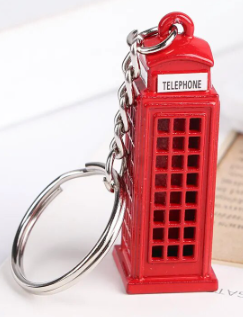 Red phone booth key chain