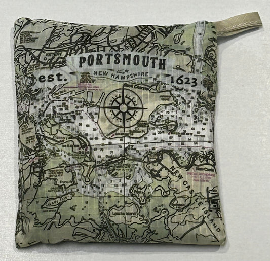 Portsmouth nautical map foldable shopping bag