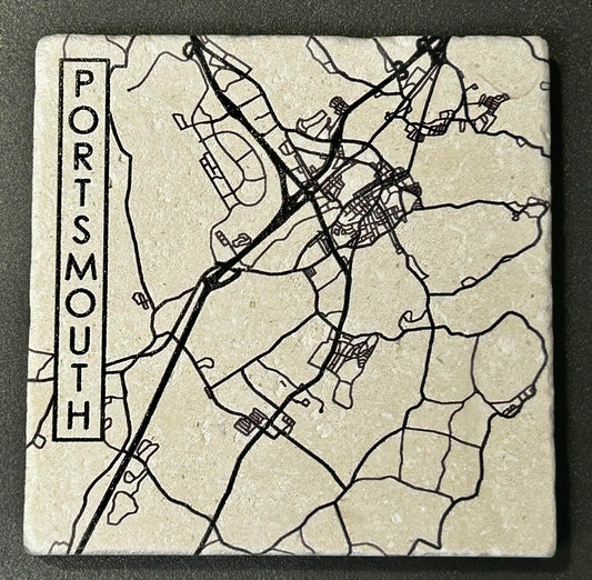 Portsmouth, NH city street map coaster