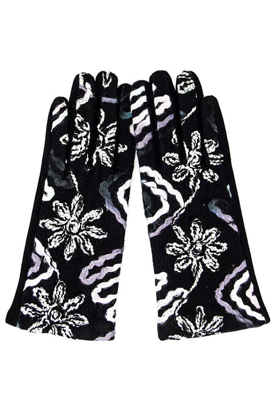 Yarn Embroidery Smart Glove: Black