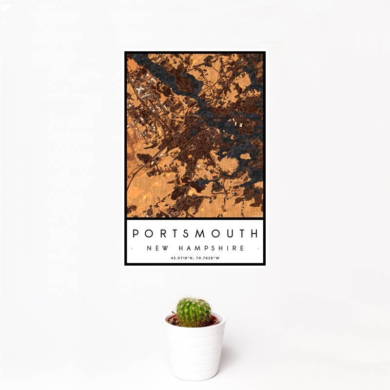 Portsmouth NH Map Print Ember