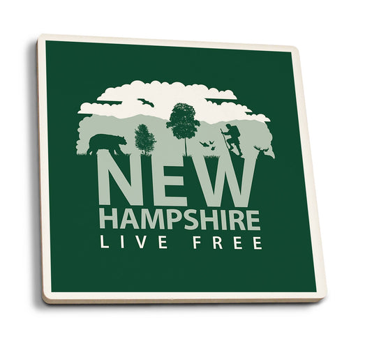 New Hampshire Live Free Ceramic Coaster