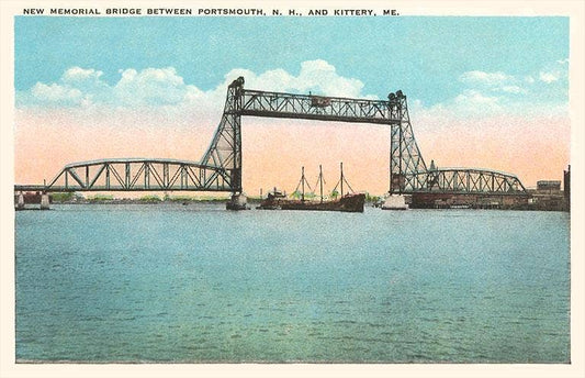 NH-65 Memorial Bridge, Portsmouth - Vintage Image, Magnet