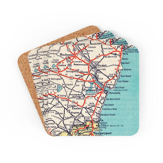 Portsmouth New Hampshire Map Coaster Set of 4