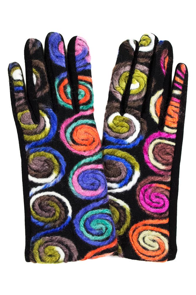 Yarn Embroidery Smart Glove: Navy