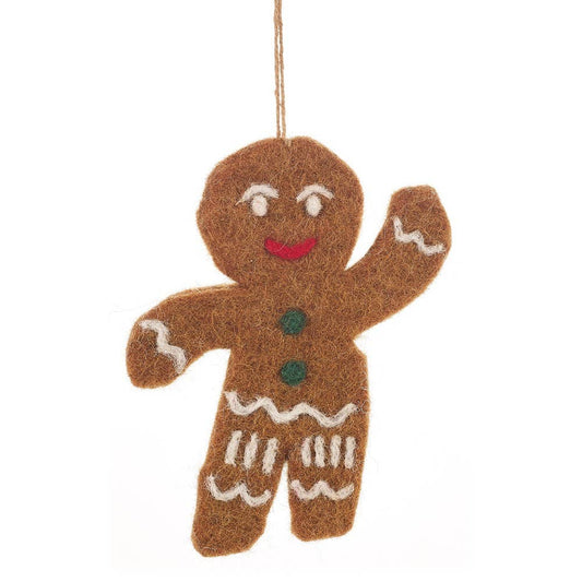 Handmade Felt Jolly Gingerbread Man Hanging Christmas Decor