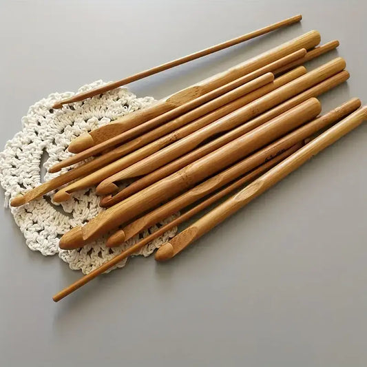 Bamboo Crochet Hooks Set, 12 Pcs, 3-10mm