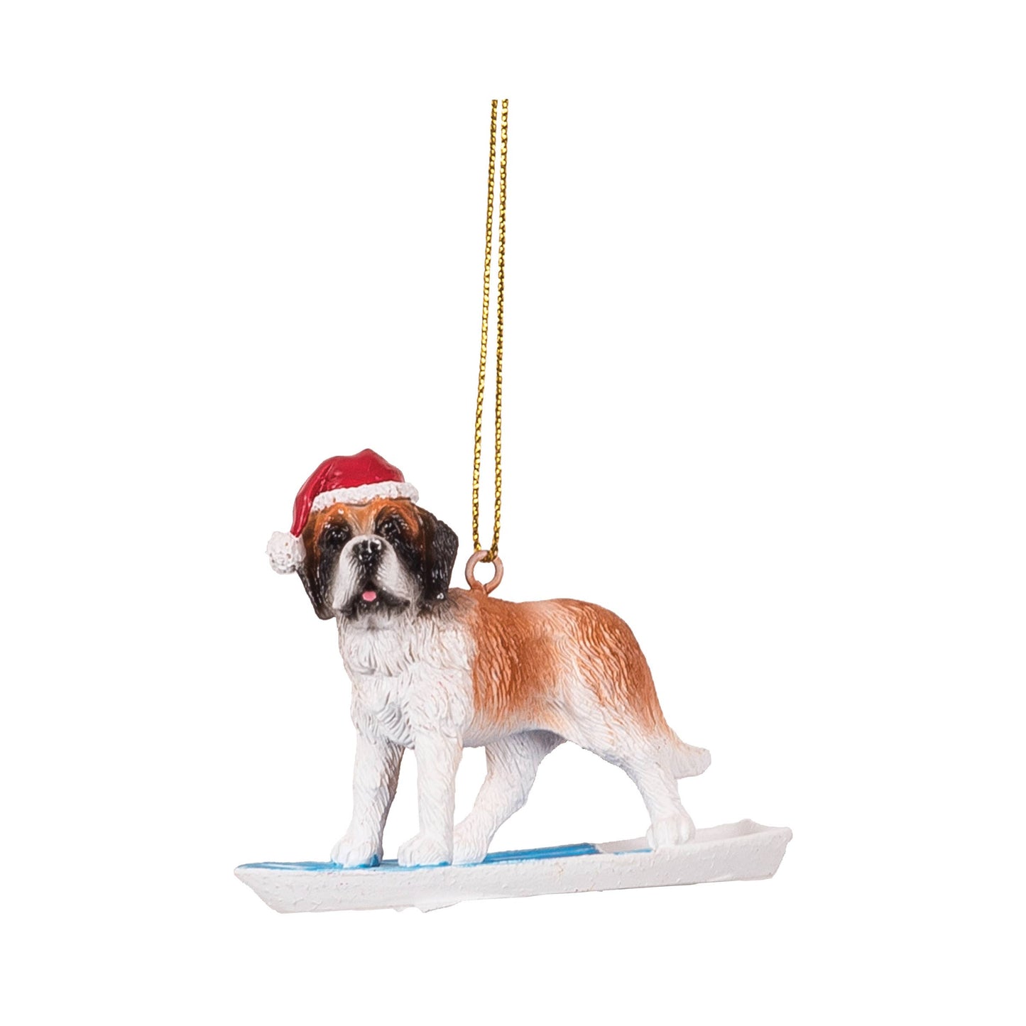 Dog Surfing With Santa Hat Ornament