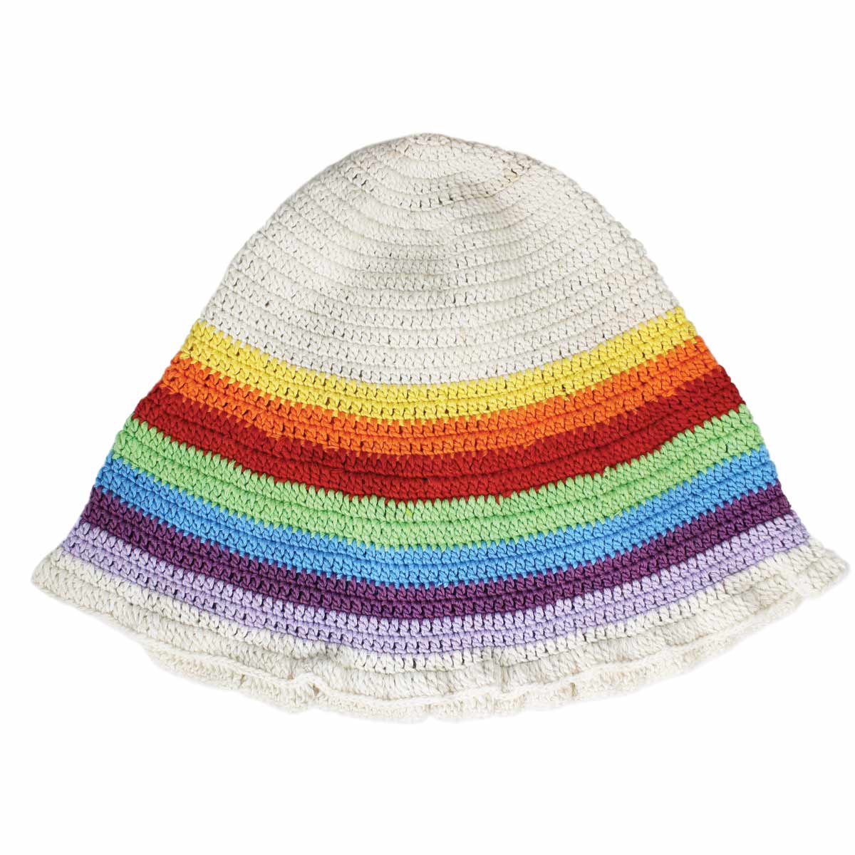 Rainbow Stripe Crochet Knit Bucket Hat