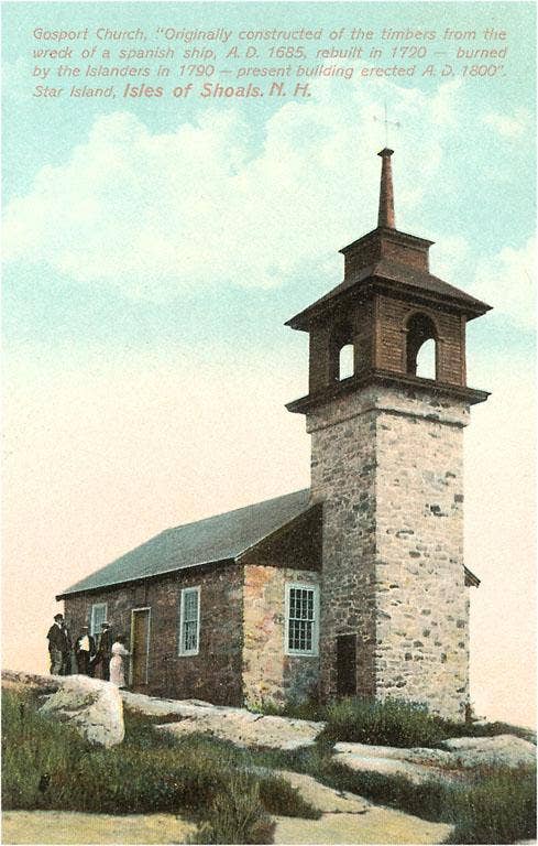 NH-32 Gosport Church, Isle of Shoals - Vintage Image, Magnet