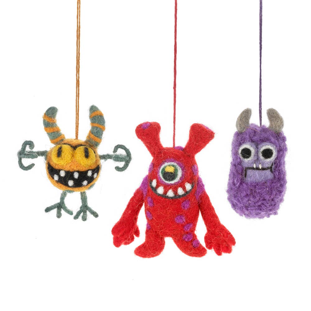 Handmade Felt Moody Monsters Hanging Decorations