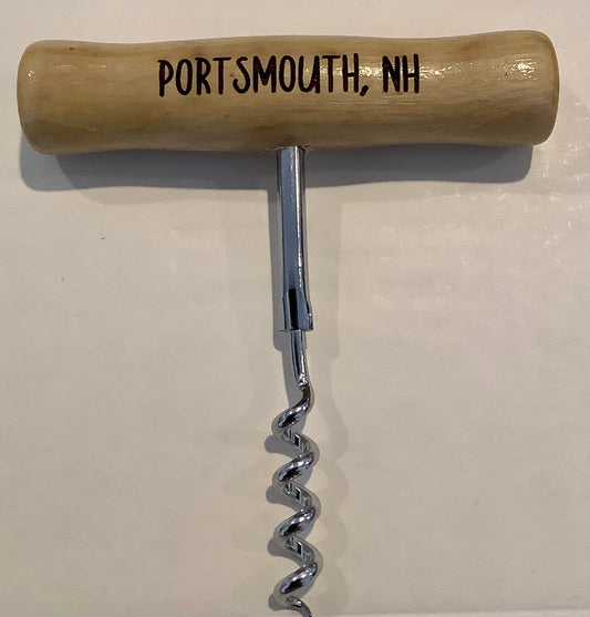 Portsmouth, NH T-style Wood Handled Stainless Steel Corkscrew